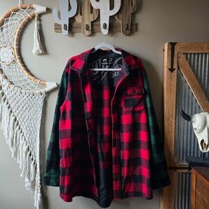 Nike Skateboard Wool Flannel Buttondown Holiday Christmas Red Green